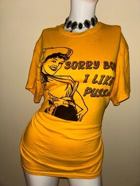 Spencer's Yellow Graphic Short Sleeve Tee - Bold Retro Pinup Print